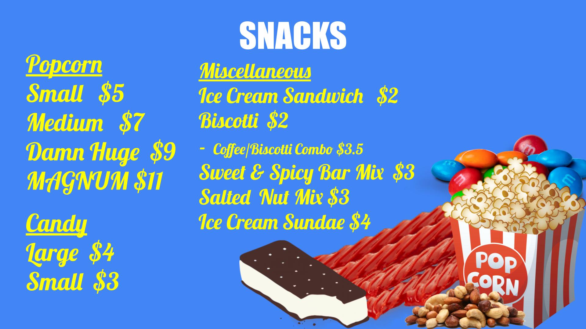 Snack menu